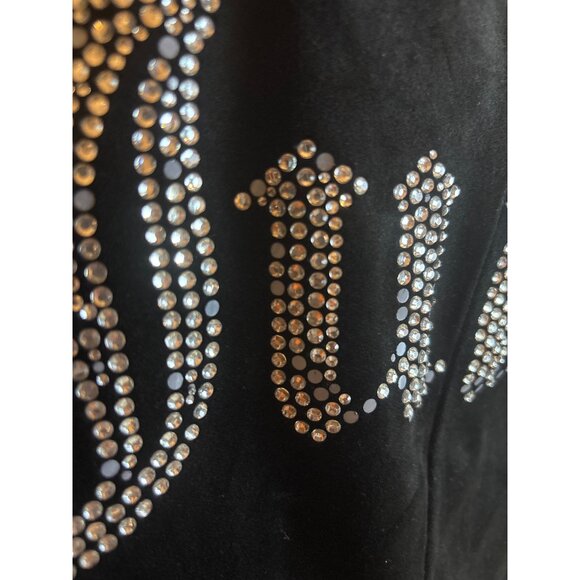 Juicy Couture Black Velour Pants Crisscross Waistband Y2K Lounge Low Rise - Picture 5 of 5